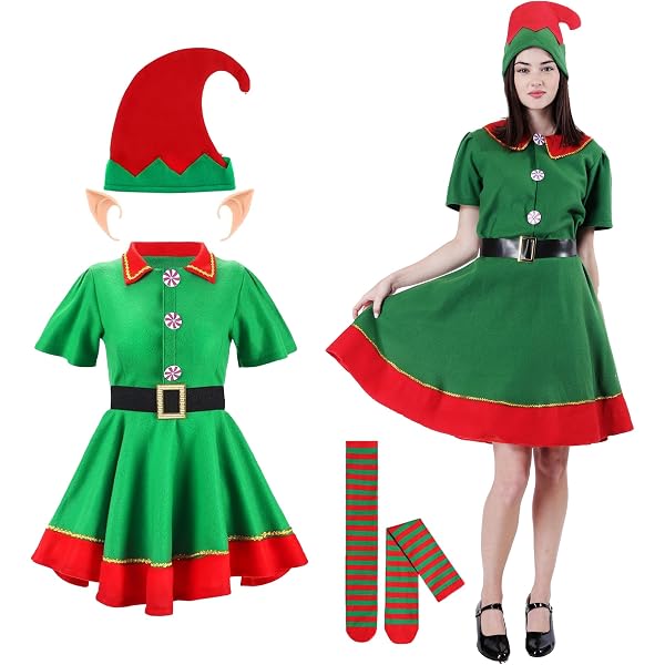 Calcetines De Elfo Rojos Y Verdes Para Mujer, Accesorio De Disfraz Navideño, Suaves Y Transpirables, Talla única
