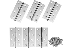 MENGH-SHOP Charnières en Acier Inoxydable Charnière de Porte Meuble Charnière Connecteurs avec Vis pour La Maison Meubles Matériel Armoire Garde Porte Tiroir 89 * 54mm 6 Pièces