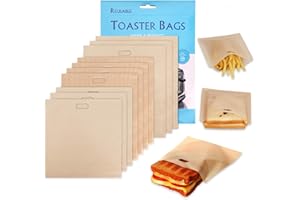 Anti-adhésif Réutilisable Grille-pain Sacs Lavable – XREXS en Téflon Lot de 10 Sacs Goûter Réutilisables Grille-pain Sacs de Rangement pour Sandwich Panini Snacks, Réutiliser 100 fois