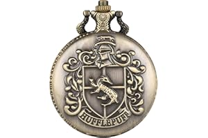 COKINKIDS Reloj de Bolsillo de Cuarzo Negro Hufflepuff Reloj Colgante de exhibición de números Romanos Vintage Reloj de cumpleaños para niños con Caja de Regalo