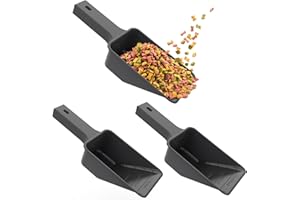 MASTEYMOH Pet Food Scoop 2-Cup (Pack of 3), 650ml Measuring Scoops for Dry Ingredients, Plastic Pet Food Scoop with Measuring Lines for Accurate Portion Control, Dishwasher Safe (Black)