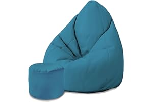 ‎DREAMROOTS DreamRoots Sitzsack für Kinder und Erwachsene - Sitzsack mit Füllung, Lehne, Hocker und Bezug - Oxford Stoff 220 gr/m2 Wasserdicht - Sitzkissen Boden - Chill Sack M, Hellblau