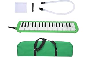 LIEBEWH Melodica 37 Tasti Tastiera Melodica Strumento 48 x 11 x 5cm Musicale a Fiato per Principianti Formazione Professionale con Cannello Bocchino Panno per Pulire Facile Installazione(verde)