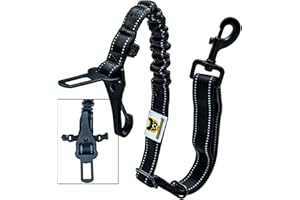 Hundefreund Ceinture de Sécurité pour Chien Voiture Extrêmement Sûre - Ceinture Chien Voiture Réglable avec Amortisseur pour Tous Les Types de Voitures et Toutes Les Races de Chiens