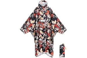 ANYOO Leichter Wasserdichter Regenponcho Regenjacken mit Ärmeln Belüftet Mehrzweck Regenmantel mit Kapuze Schutzdecke Unterschlupf Plane für im Freien Camping Wandern Angeln, Einheitsgröße