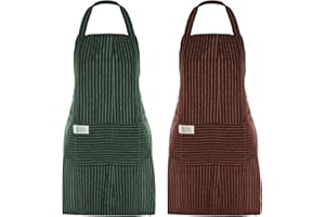 APKPESTERML 2 Pezzi Grembiule da Ristorante, Regolabile Grembiuli con Tasche Grembiuli da Cucina Chef per Coppia Cucina Uomo Donna Cotone E Lino Ristorante BBQ Bar Cucinare Cuocere Domestici Dipingere Lavori