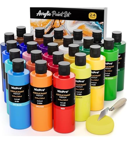 Aazon.co: Nicpro White Large Acrylic Paint Set (69 Oz, 2040 L) Rich Art Painting Supplies Non - View #9