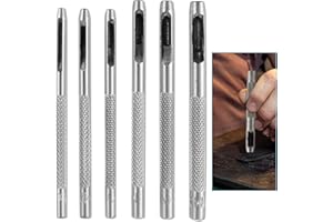 ELKFLEE 6 PCS Leather Hole Punch Set 1.5mm-4.0mm Steel Gasket Hole Punch Cutter Round Hollow Punch Leather Craft Punch Working Tool for Leather Watch Strap Band Canvas Gasket Belt Paper Plastics