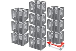 ‎BRB BRB 10er Spar-Set Euro-Stapelbehälter Plus Transportroller, 600x400x410 mm Industriequalität lebensmittelecht grau