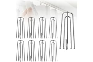 BMLIINGCHAU Pack of 50 Curtain Hooks Metal, 4 Prong Pinch Curtain Hooks, Stainless Steel Curtain Hooks, Curtain Hooks for Folded Head Curtains, Hanging Curtains and Curtain Rings Rails, Home Curtains