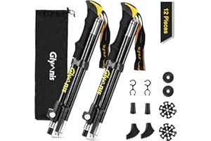Glymnis Walking Poles 2 Pack Collapsible Walking Poles for Women Men with Quick Lock System, Foldable Hiking Trekking Poles for Senior Trekking, Backpacking
