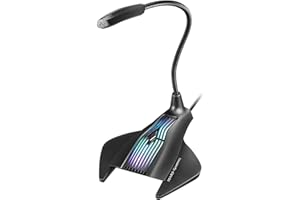 MARS GAMING MARSGAMING MMIC, Microfono Gaming USB RGB, Mute, Flessibile, Win/Mac/PS4, Nero