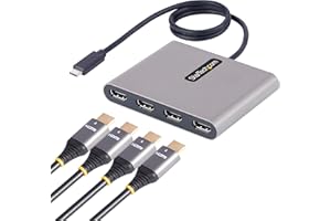 StarTech.com USB C to Quad HDMI Adapter, USB-C to 4x HDMI Monitor Converter for Windows , TAA (no support for macOS/ChromeOS/Linux)