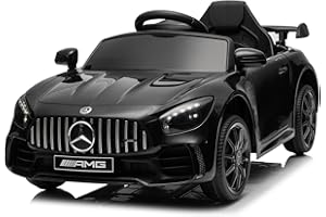 LEADZM Coche eléctrico para niños Mercedes Benz AMG con 12 V, Mando a Distancia 2,4 G, vehículos eléctricos de 2 Puertas con MP3, música, claxon, Luces LED (Negro)