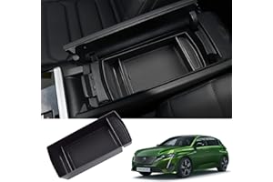 ZCLINKO Peugeott 308 SW P5 2021+ Voiture Boîte de rangement de la Boîte d'accoudoir Console Centrale pour Accessoires avec Tapis Antidérapan(Noir)