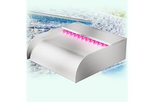 ‎LONGRUN Longrun 30cm Teich Wasserfall Klingen Set,304 Edelstahl Wasserfall mit 7 Farben Bluetooth LED und Fernbedienung, Breite 31cm