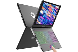 aMZCaSE for iPad Keyboard Case 10.2-360° Flip Hard-Shell Slim Cover with Wireless Bluetooth Keyboard, 7 Backlight, Auto Sleep/Wake for iPad 9/8/7th Gen (Black)
