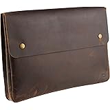 moonster Borsa Porta PC in Vera Pelle - Custodia PC dal Design Spazioso, Fatta a Mano e Senza Tracolla – Borsa PC in Pelle di