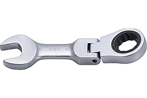 BGS 6918 | Chiave combinata a cricchetto | corta | 135 mm | inclinabile | SW 18 mm | Chiave a cricchetto dentata fine | acciaio CV