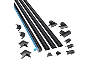 D-Line 2010KIT002 Kits de Goulottes, Cachez et Protégez les Câbles Facilement, Goulotte Décorative - 4x 20mm (Largeur) x 10mm (Hauteur) x 1m Longueurs (4-mètres) - Noir