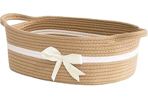 TIMEYARD Aufbewahrungskorb, Geschenkkorb Leer, Baumwolle Organizer Korb für Handtücher, Snacks, Hundespielzeug, Korb Geflochten, Deco Korb für Kinderzimmer, 33 x 25 x 12 cm, Khaki