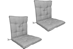 IlGruppone Set Cuscini Sedia Con Schienale Imbottiti Con Laccetti Banda Elastica Per Fissaggio Prodotto Italiano Sedie Poltrone Sdraio Reclinabili Cucina Giardino 40 x 80 Cm - Grigio - 2 Pezzi