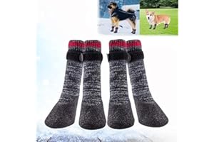QUACOWW 2 Pairs Dog Socks Anti-slip Dog Paw Protector Waterproof Rubber Bottom Dog Shoes Rubber Sole Dog Boots with Adjustable Straps for Indoor Outdoor Wear (large size)