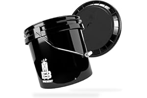 MAGIC BUCKET | Juego de cubos de lavado para coche, lavado a mano negro con tapa de cubo a juego | 3,5 US GAL aprox. 13 litros | compatible con Grit Guard, Detail Guardz Dirt Lock, Dirt Trap