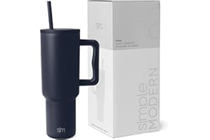 Simple Modern Gobelet Thermique avec Poignée et Paille | Bouteille d'Eau Isolée en Acier Inoxydable | Vaso de viaje para café helado | Trek Collection | 1180ml | Deep Ocean