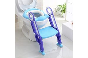 Keplin - Asiento de inodoro ajustable para bebé con escalón para niños y niñas (Morado)
