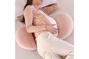 WQU Schwangerschaftskissen zum Schlafen, Mutterschaftskissen, Unterstützung für Seitenschläfer, Unterstützung für Rücken, Bauch, Hüften schwangerer Frauen, abnehmbares und verstellbares doppelseitiges