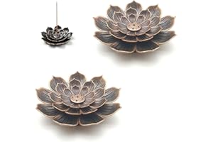 RAMONI Incense Holder, 2Pcs Lotus Incense Holder 6-Hole Copper Cone Incense Burner Lotus Stick Incense for Stick, Cone & Coil Incense - Ideal for Home, Office, Yoga Room, Meditation & Tea House