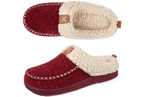 LongBay Women's Woolen Slippers, Sherpa Memory Foam Fluffy Moccasin with Soft Plush Fleece Lining Slip-On for Indoor Outdoor Use