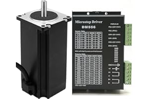 TOSEASTARS Nema23 57 mm Moteur pas à pas 3 Nm 425oz.in Arbre 8 mm 3A 2 Phase 4 Fil 1.8 Stepper Angle et Moteur pas à pas DM556, Contrôleur 1 Axe, Moteur Pas à Pas Kit Machine de Gravure CNC, Imprimante 3D