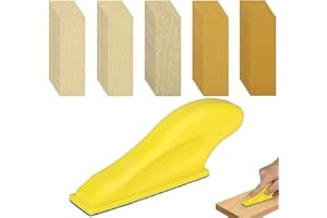 WONJEAN 50 Unidades de Papel de Lija para Lijadora P80/240/120/400/180, Variedades de papel de Lija para Lijar, Lijadora Manual con Amoladora de Mango pequeño para Pulir Madera y Muebles de Madera
