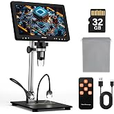 WADEO Microscopio Digital LCD de 10,1 Pulgadas con Aumento de 1500X, Incluye Tarjeta de 32 GB, Mcroscopio Digital USB con 8 l