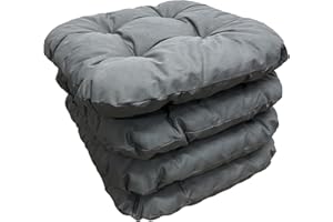 KATEX COLLECTION Katex 4er Set Sitzkissen 38x38 cm Sitzpolster Stuhlkissen Outdoor & Indoor Kissen Weiche Kissen für Gartenstühle, Kissen mit 8cm Schaumstoff Polsterung - Hergestellt in Polen (Anthracite)