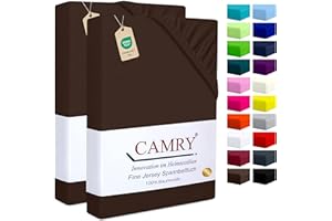 Camry Spannbettlaken 2er-Set 90x200cm - 100x200 cm Dunkelbraun Baumwolle Bettlaken Jersey Spannbetttuch Oeko-Tex 100