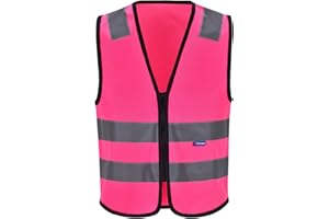 AYKRM Chalecos de Seguridad Alta Visibilidad (XS, Rosa)