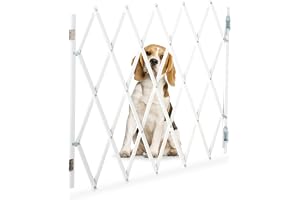 Relaxdays hundskyddsgaller, utdragbart till 118 cm, 69–82,5 cm högt, vitt