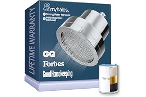 MyHalos® Shower Filter for Hard Water UK - High Pressure Fixed Filter Shower Head to Reduce Chlorine, Water Softener - Easy to Install Power Filtered Showerhead (Chrome)