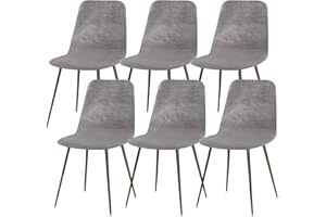 Lydevo Fundas para Sillas de Comedor 6 Piezas Funda de Silla Nordica Cocina Elásticas Cubiertas Fundas para Silla Oficina Sin Brazo Ajustables Lavables Protectoras de Sillas Escandinavas,Samt#Grigio