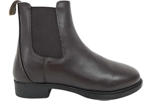 BOW & ARROW EQUESTRIAN Bow & Arrow Riding Jodhpur Boots | Ladies Classic Equestrian Ankle Boots With Pull Tab Cap Toe Low Block Heel | Women Chelsea Girls Shoes Made With Leather Material