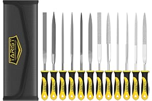 TARIST Nadelfeilen, Schlüsselfeilen 12tlg mit Werkzeugtasche, Kleine Feilenset enthält 6 Nadelfeilen Metall und 6 Nadelfeilen Diamant für Metall, Juwelier, Holz, Speckstein und Kunststoff
