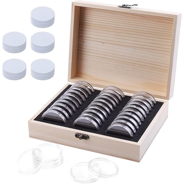 Litensh Lot de 100 boîtes de rangement, 18mm 21mm 25mm 27mm 30mm Capsules  Monnaie Boîte, De Rangement En Bois Boîte Commémoratives Boîte de Rangement  pour pièces de Monnaie Commémorative : : Jeux