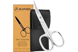 ASIPRO Forbicine per Unghie Professionali 3.75” con Custodia Forbicine Unghie Acciaio Inox Forbici Unghie Piedi Nail Scissors Forbicina per le Unghi, Sopracciglia e Ciglia Multiuso Forbici per Unghie