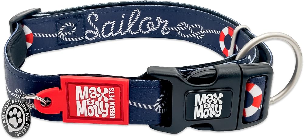 Max & Molly Urban Pets Original Serisi Akıllı Künyeli Köpek Boyun Tasması (XS, Denizci)