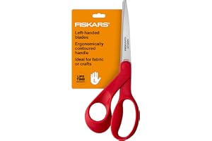 Fiskars allsidiga vänsterhänta saxar – ergonomiskt konturerade – 20 cm rostfritt stål – pappers- och tygsaxar för kontor, kon