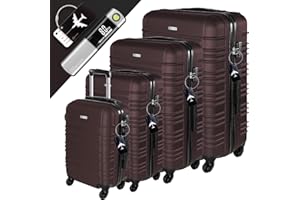 Devillo® Hartschalenkofferset Kofferset 4tlg. S-M-L-XL, Braun - Hard Shell Trolley Koffer Reisekoffer Reisekofferset Gepäck Rollkoffer Schloss 4 Rollen ABS-Hartschale Teleskopgriff