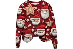 JERFER Ugly Pull Noel Rigolo Femme Hiver Sweatshirts Pull Noël Femme Sweat Drole Pull de Noel Femmes Pull Noel Famille Assortis Pull Noel Moche Noël Sweat Polaire Femme Hiver Pull